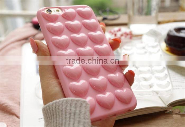 hand strap cute fashion soft tpu cover heart case for iphone 6 6s plus