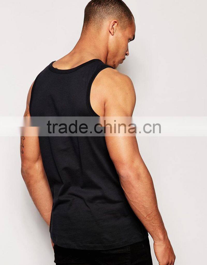 100% Cotton Mens Gym Tank Top Custom Printed Bodybuilding Tank Top