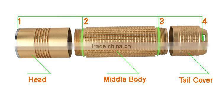 GOREAD Y52 focusable zoom U2 Aluminum golden color LED flashlight