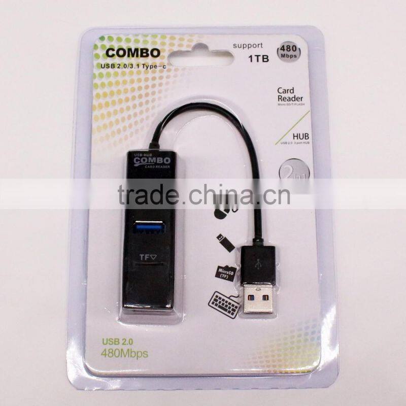 2016 usb 2.0 high speed charging 3 port usb hub white and black with OEM logo