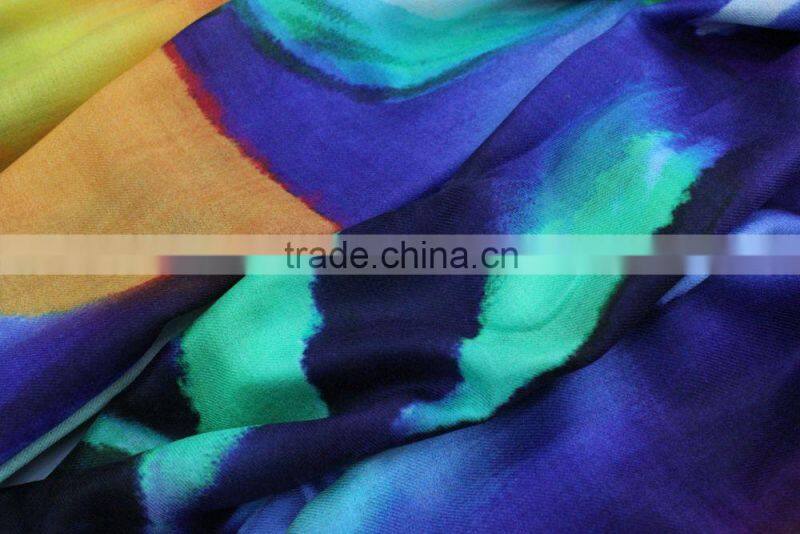 100% wool digital printing scarf 140*200+0.5*2