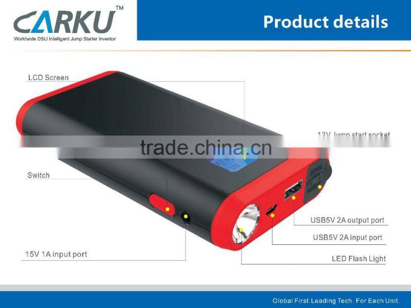 8000mAh Mini LiCo battery jump starter with LCD screen for 3000cc gasoline car