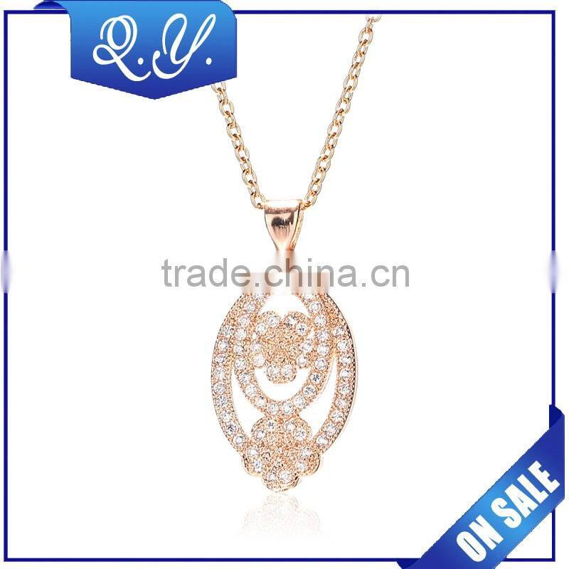 Latest Women Necklace Silver Color Delicate Zircon Paved Multi Flower Pendant Jewelry