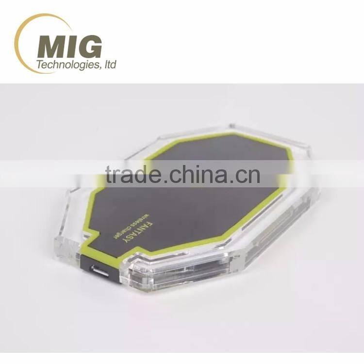 High quality wireless charger for samsung galaxy s6 s6 edge note 5 transparent wireless charging pad with 3 coils