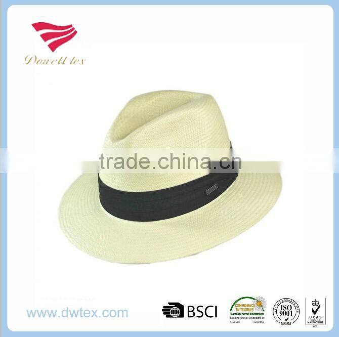 High Quality Natural Material Black Band Woven Paper Straw Hat