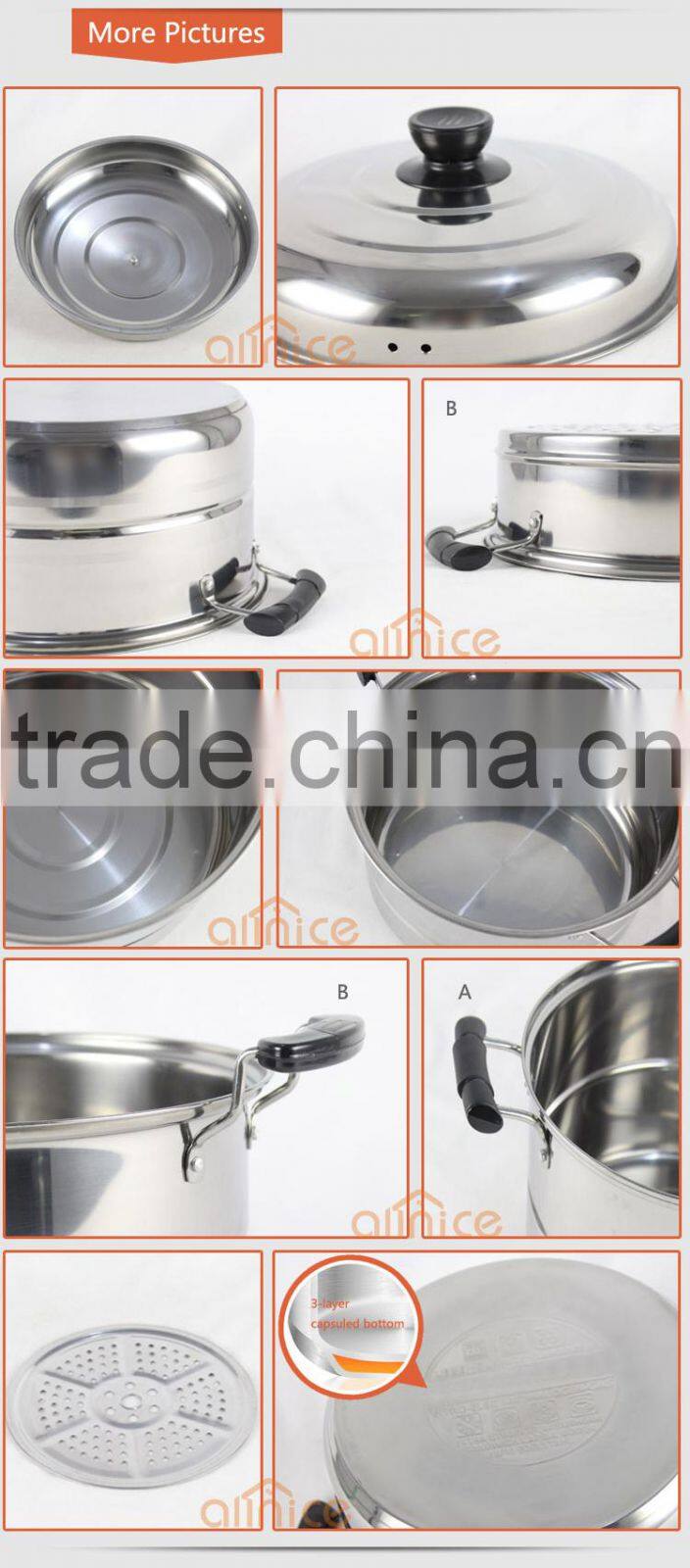 Kitchen Implements Multifunctional stainless steel cookware steamer pots