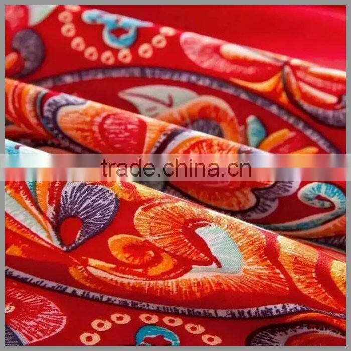 reactive printed bedding sets /red base with several large floral print/panel screen printing/duvet cover and pillow covers