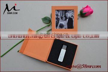 Leather-Paper USB Flash Drive Packaging Gift Box Cover with Window