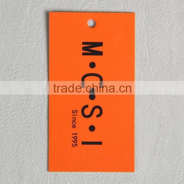 Glossy coated paper hangtag with one side red printting for lady's scarf