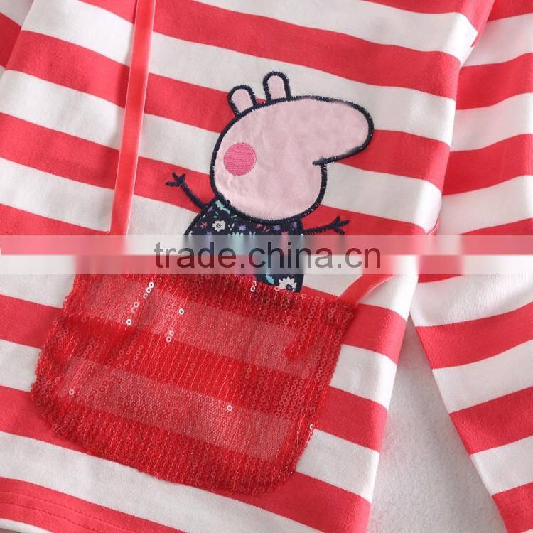 (F4565) factory girls t shirts animal embroidery children's t shirts girls clothes autumn spring nova kids clothes