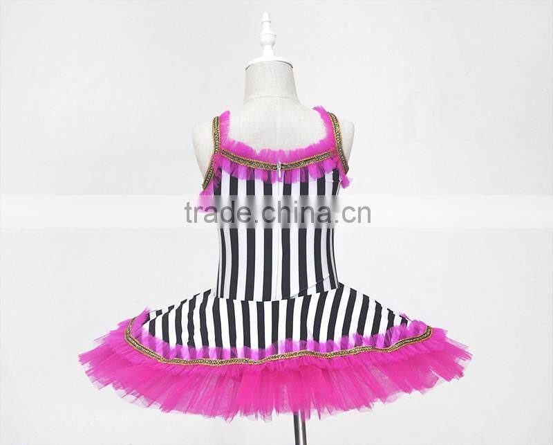 Striated cloth Leotard with skirt for stage,Childrens' ballet leotard with tutu for performance