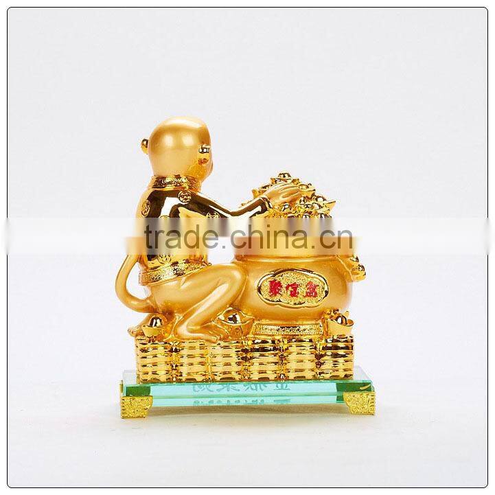 24K Golden color resin money statue , resin animal decoration , fengshui statue