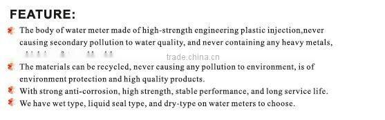 Dry Type Vane Wheel Plastic Water Meter