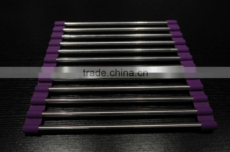 New pot holder Stainless steel folding silicone pad pad anti hot insulation pad