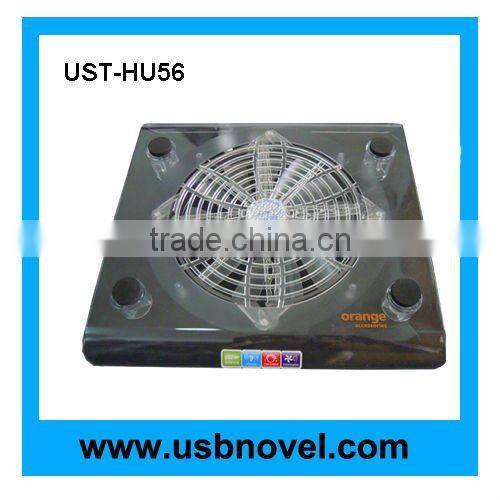 transparent usb laptop cooling pad with led light and one big fan