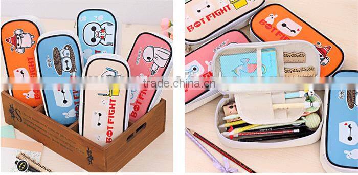 Large canvas wholesale pencil case for kids Baymax pen bag