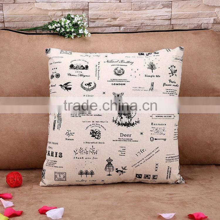2015 creative cartoon deer pattern cotton and linen printed pillowcase household cloth art cushion cover