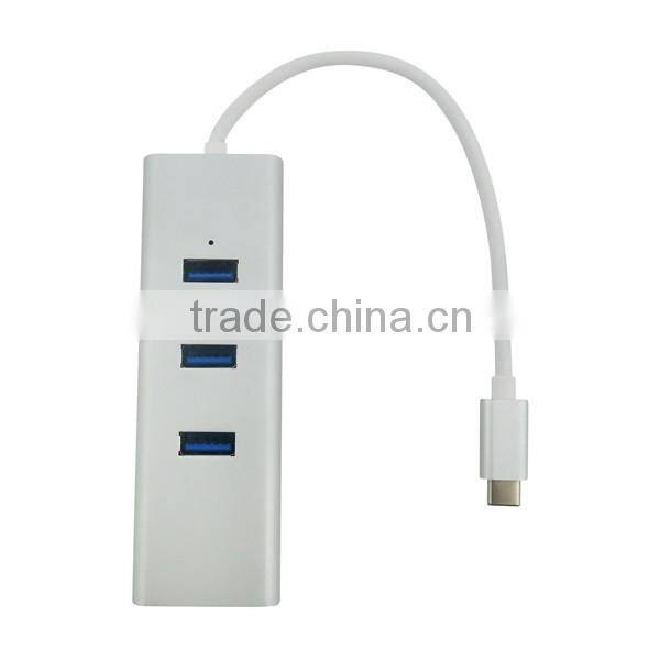 2016 new product type-c to 3ports(usb3.0+RJ45)