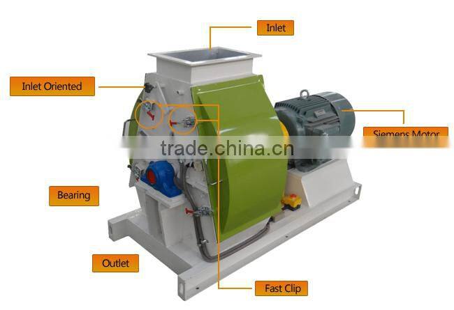 small vibration high grinding efficiency hammer mill with long service time for sale