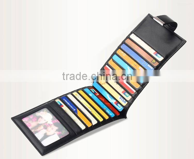 Fashion brand leather card holder with metal chain, multi-purpose holder