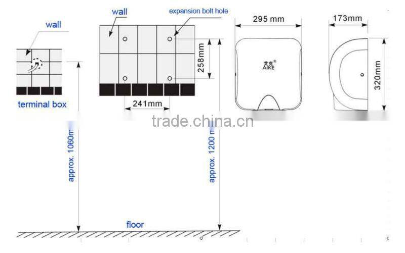 High efficiency 304 Stainless steel hand dryer
