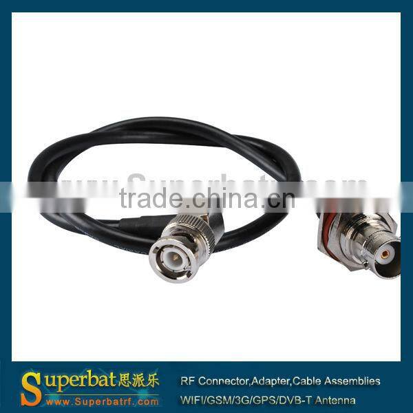 LMR195 25cm BNC female bulkhead to BNC male right angle Cable Assembly
