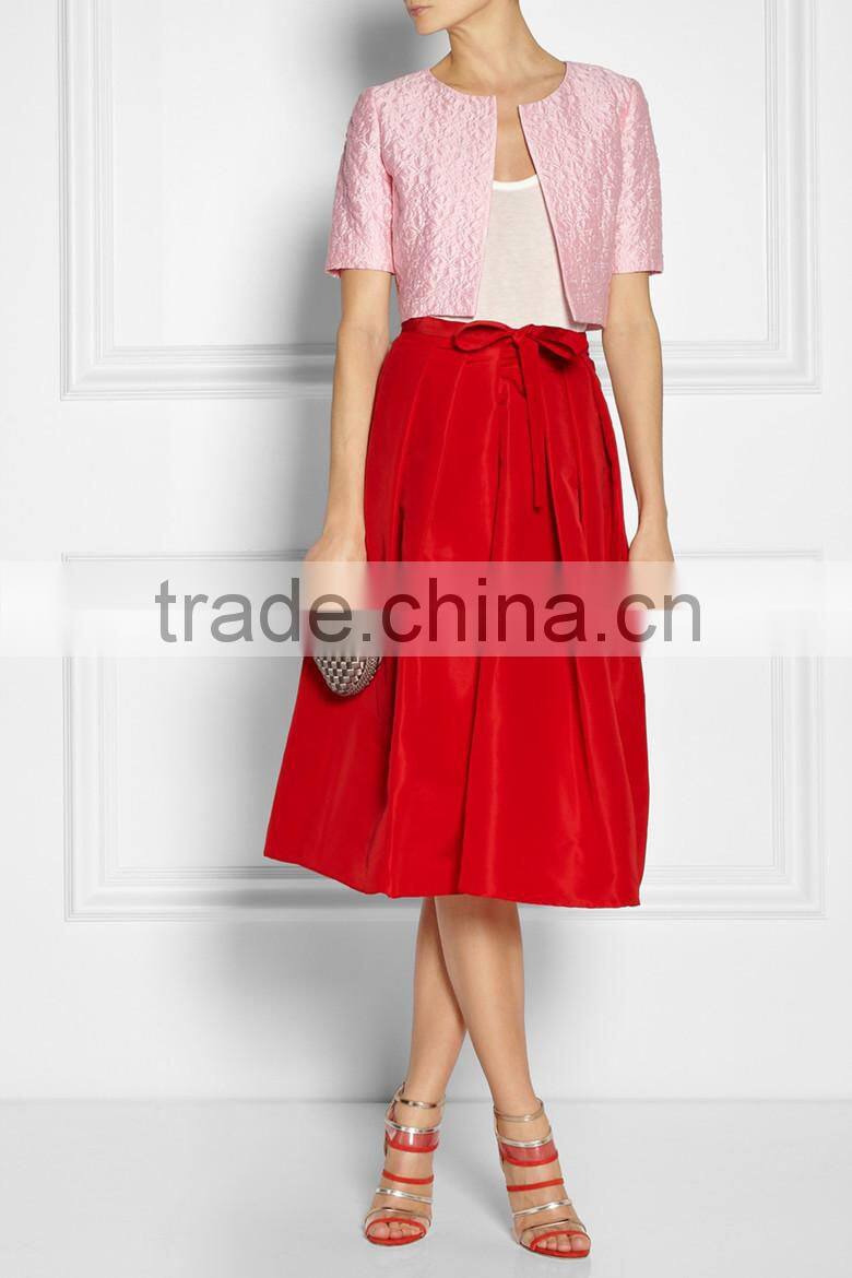 2015 spring/summer ladies short sleeve pink jacquard jacket SYA15057