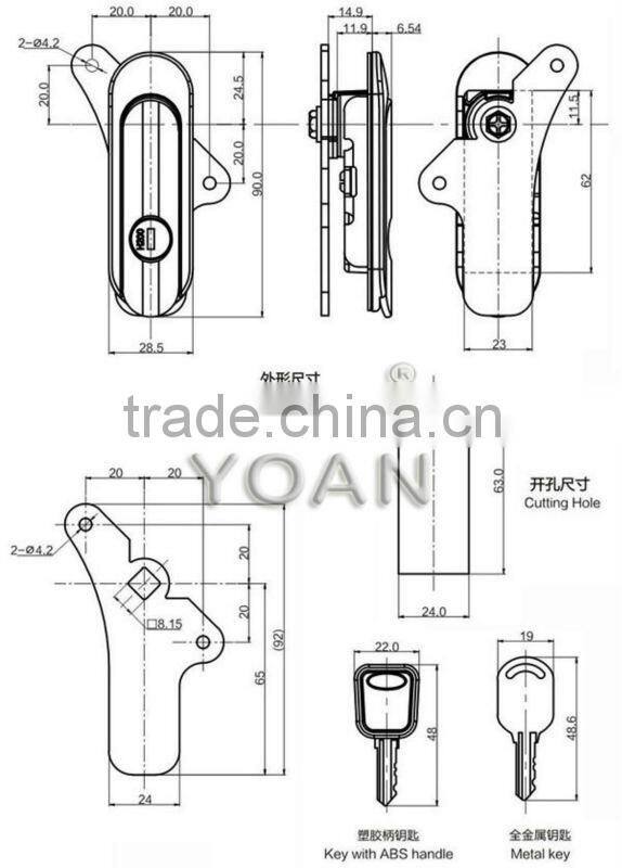 zinc alloy high voltage switchgear cabinet handle cam lock for panel