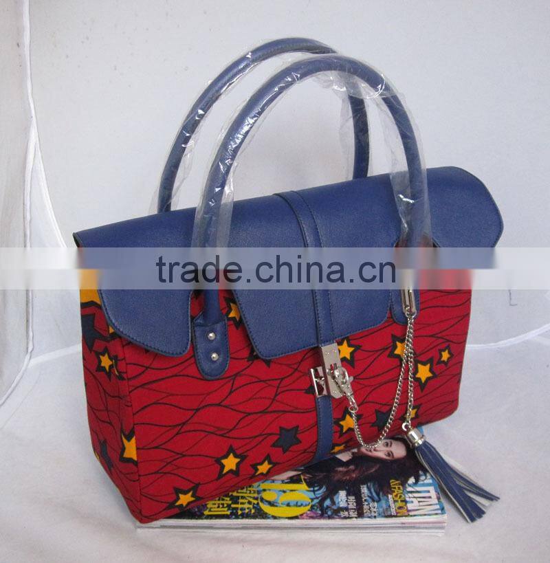 2015 High Quality African Wax Ankara Fabric Lady Handbags