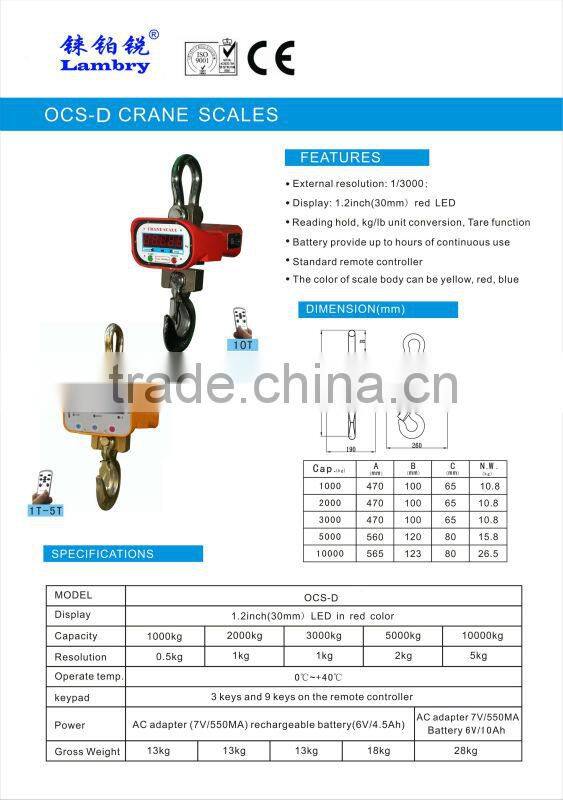 High quality heavy duty 10 ton crane scale