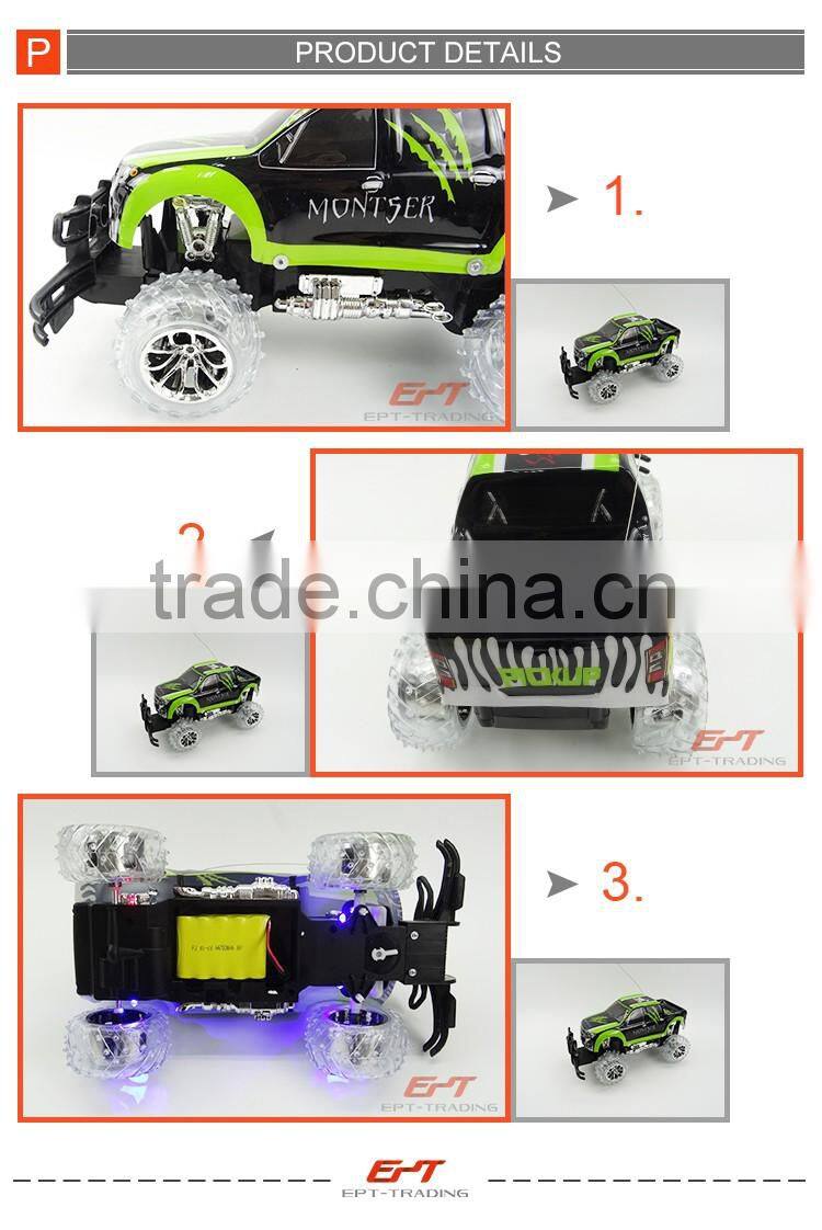 Amazing 1 /12 scale 4channels rc big wheel truck with light wheel