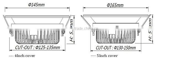 Singapore 15W, 4inch or 5inch cover, 110Lm/W,Emergency LED, Samsung LEDs, Dimming detachable embedded led downlight fitting