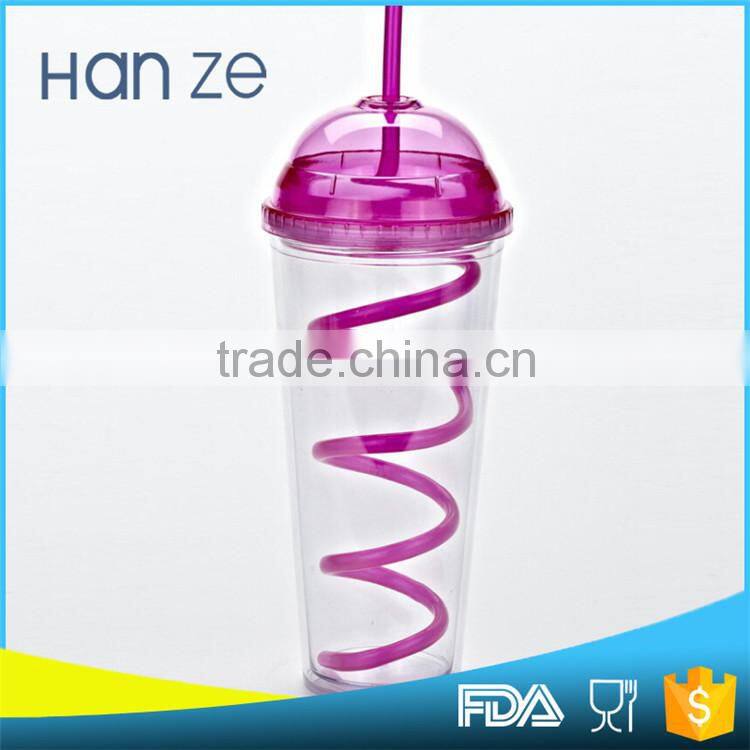 Hot sales colorful clear plastic drinking water bottle wholesale with straw