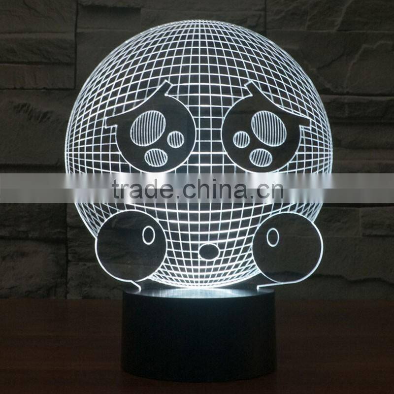 Acrylic 3D QQ Sad Expression LED Night Light Creative Stereoscopic 7 Colors Flashing Touch LED Bedside Lamp Christams Gift Light