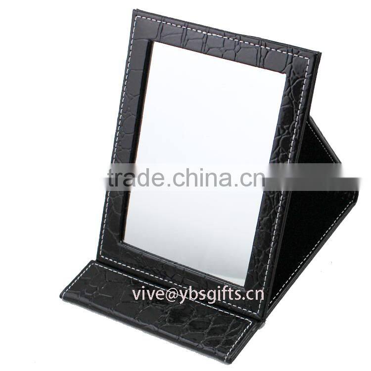 Black portable makeup mirror