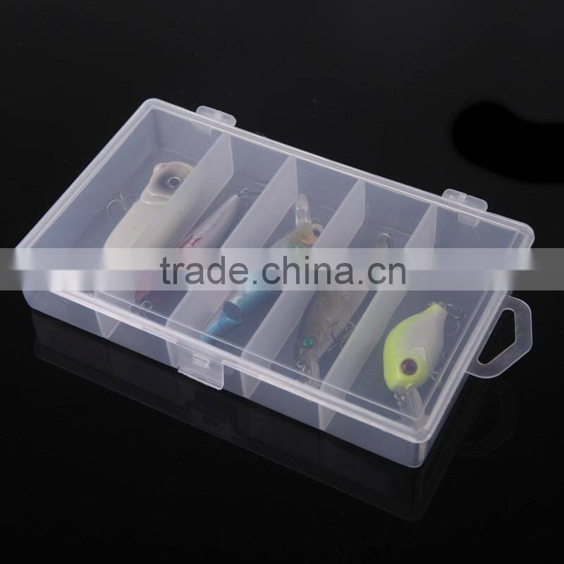 5pcs Fishing Hard Baits Lures Minnow Popper Crank Popper Carbon Steel Hook with Box