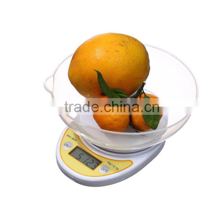 1kg/0.1g digital slim kitchen scale with bowl