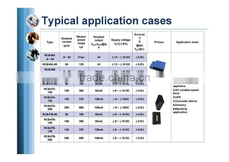PCB assembly Hall effect DC AC current transducer RCB47B series (Ipn=125A-200A)