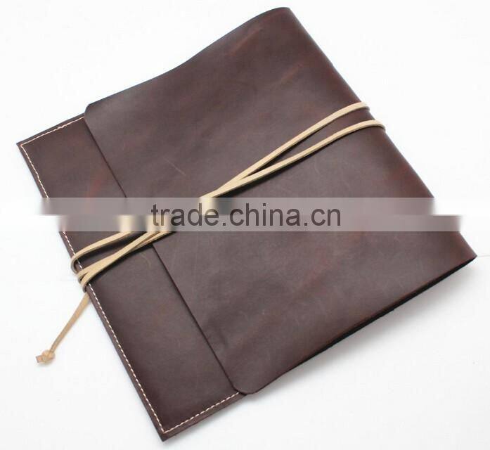 Durable real leather laptop case with strap