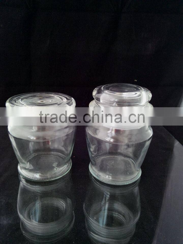2016 new style popular empty glass jar with cork lid as candle holder