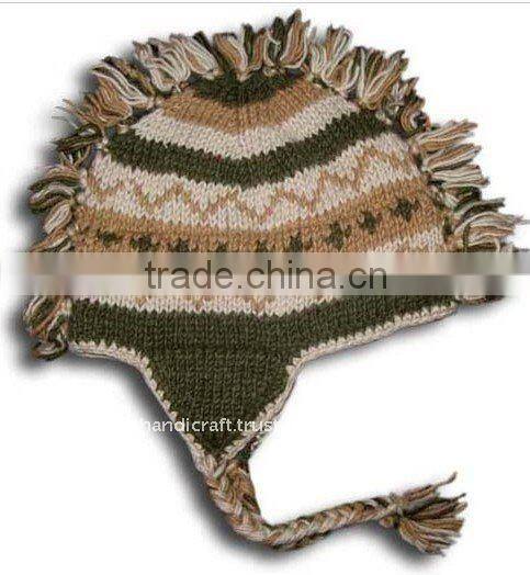 Nepal Woolen Inner Fleece Pink Winter Christmas Child Hat