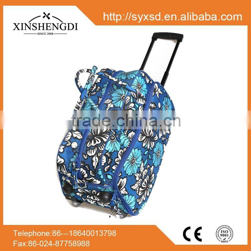 2016 hot bright Super insulated fabric 100% cotton quilted women's luggage bag