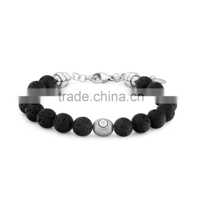 stock! healthy blue round natural turquoise steel bracelet