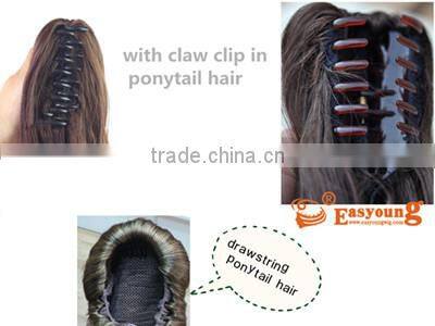 Blonde long straight synthetic claw clip pony tail hair pieces
