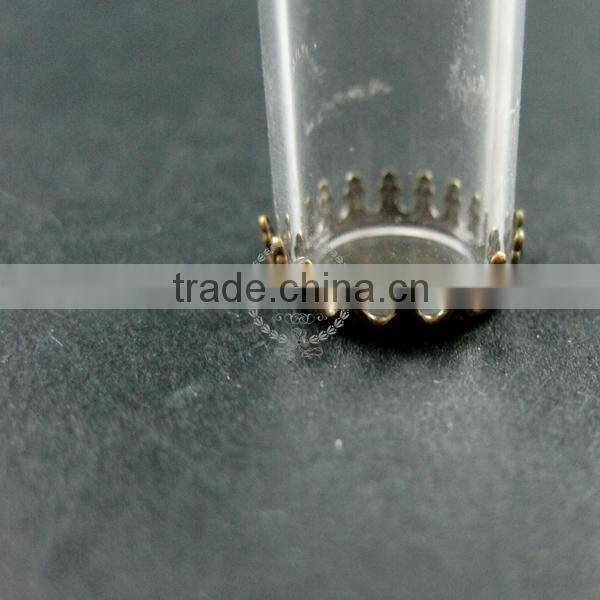 60x12mm vintage style round glass tube dome in bronze antiqued bezel tray DIY wish vial pendant charm supplies 1810288