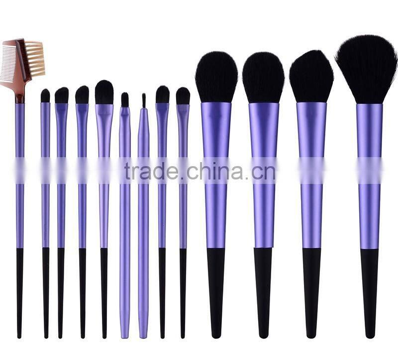 professional 11 pieces Metal handle makeup brush set,Tapered Handle makeup brush set