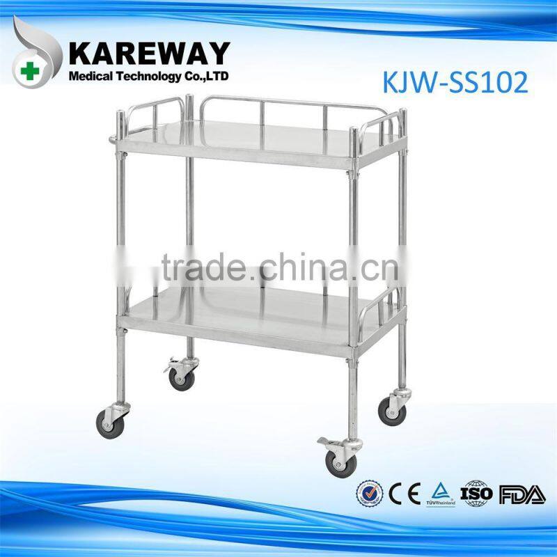 factory price hospital stainless steel treatment trolley