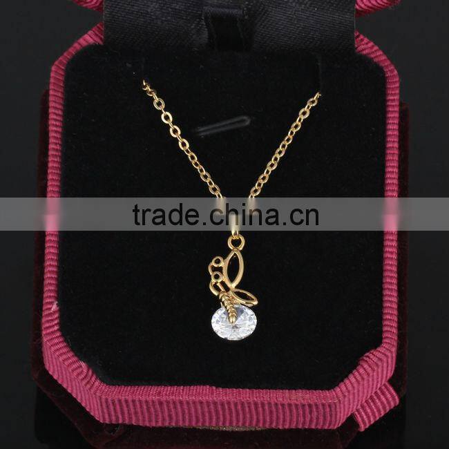 2014 new heart pendant gold jewellery chain necklace,butterfly necklace(AM-D0339-J-B)