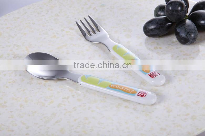 Elegent and Hight Quality Plastic Handle Spoon Fork Baby Cutlery Set