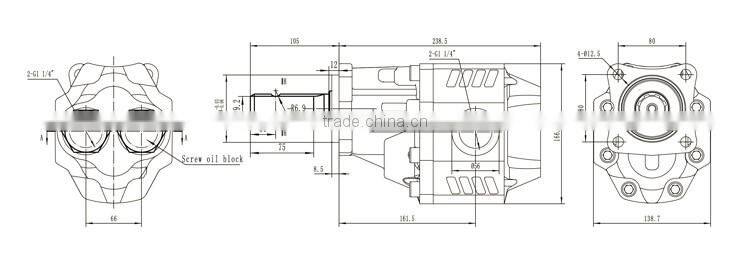 Cast iron gear pump KBGH ASAE shaft for tip truck